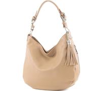 modamoda de T200 Sac à bandoulière en cuir pour femme fabriqué à la main en Italie, beige, m