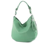 modamoda de T200 Sac à bandoulière en cuir pour femme fabriqué à la main en Italie, Gris vert, m