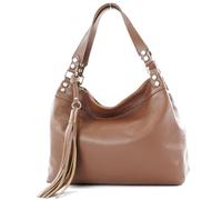 modamoda de - T201 - ital. Damen Schultertasche aus Echtleder, Farbe:Cognac