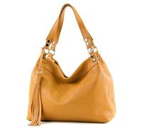 modamoda de - T201 - ital. Sac à bandoulière pour femme en cuir véritable, camel, m