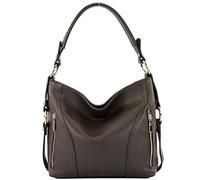 modamoda de - T202 - ital. Sac à bandoulière en cuir pour femme, chocolat noir, Medium