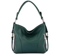 modamoda de - T202 - ital. Sac à bandoulière en cuir pour femme, pétrole, Medium