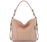modamoda de - T202 - ital. Sac à bandoulière en cuir pour femme, Rose., Medium