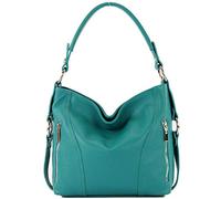 modamoda de - T202 - ital. Sac à bandoulière en cuir pour femme, turquoise, Medium