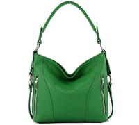 modamoda de - T202 - Sac à bandoulière/poignée italienne pour femme en cuir, Couleur:Feuille Verte