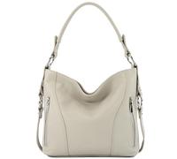 modamoda de T202 Sac à main en cuir pour femme avec bandoulière fabriqué à la main en Italie, Beige crème., m