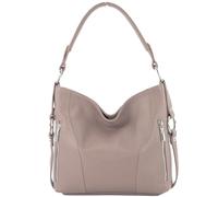 modamoda de T202 Sac à main en cuir pour femme avec bandoulière fabriqué à la main en Italie, Gris beige., m