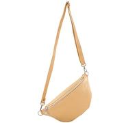 modamoda de - T211 Sac banane italien Medium En cuir souple, beige, Small