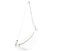 modamoda de - T211 Sac banane italien Medium En cuir souple, Blanc., Small