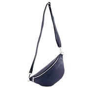 modamoda de - T211 Sac banane italien Medium En cuir souple, bleu foncé, Small