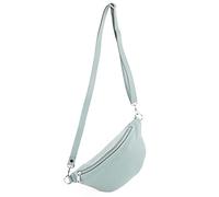 modamoda de - T211 Sac banane italien Medium En cuir souple, Bleu glacier, Small