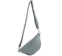 modamoda de - T211 Sac banane italien Medium En cuir souple, bleu pigeon, Small
