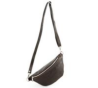 modamoda de - T211 Sac banane italien Medium En cuir souple, chocolat noir, Small