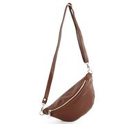 modamoda de - T211 Sac banane italien Medium En cuir souple, chocolat, Small