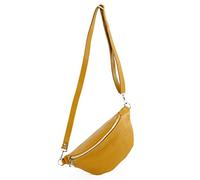 modamoda de - T211 Sac banane italien Medium En cuir souple, jaune moutarde, Small