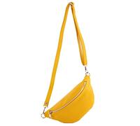 modamoda de - T211 Sac banane italien Medium En cuir souple, jaune soleil, Small