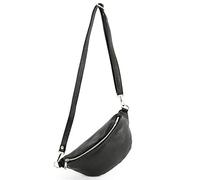modamoda de - T211 Sac banane italien Medium En cuir souple, Noir , Small