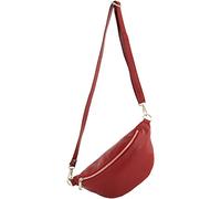 modamoda de - T211 Sac banane italien Medium En cuir souple, rouge rubis, Small