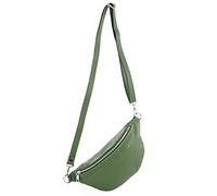 modamoda de - T211 Sac banane italien Medium En cuir souple, vert bouteille, Small