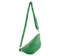 modamoda de - T211 Sac banane italien Medium En cuir souple, Vert feuille, Small
