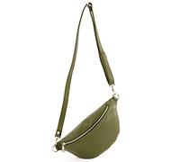 modamoda de - T211 Sac banane italien Medium En cuir souple, vert olive, Small