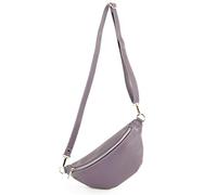 modamoda de - T211 Sac banane italien Medium En cuir souple, Violet pastel., Small