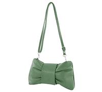 modamoda de T214 Sac à bandoulière en cuir pour femme avec nœud fait main en Italie, vert bouteille, s