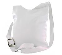 modamoda de - T221 - ital. Sac à bandoulière en cuir moyen, Blanc., Medium