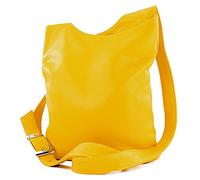 modamoda de - T221 - ital. Sac à bandoulière en cuir moyen, Jaune maïs, Medium