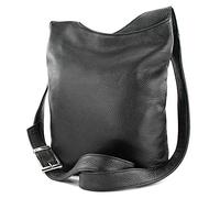 modamoda de - T221 - ital. Sac à bandoulière en cuir moyen, Noir , Medium