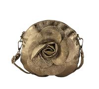 modamoda de - T225 - ital. Sac à bandoulière en cuir véritable, Doré vieilli, s