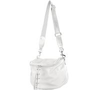 modamoda de - T236 - Sac bandoulière petit en cuir italien, Argent métallisé, S