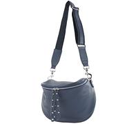 modamoda de - T236 - Sac bandoulière petit en cuir italien, Bleu saphir, S