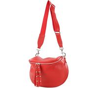 modamoda de - T236 - Sac bandoulière petit en cuir italien, rouge signalisation, S