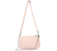 Modamoda de T237 Sac à bandoulière en cuir, avec chaîne en argent et bandoulière réglable, 22 x 14 x 5 cm, fabriqué à la main en Italie, Rose pastel, s