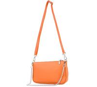 Modamoda de T237 Sac à bandoulière en cuir, avec chaîne en argent et bandoulière réglable, 22 x 14 x 5 cm, fabriqué à la main en Italie, Orange, s