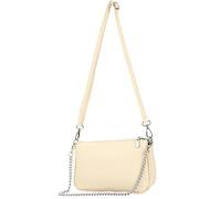 Modamoda de T237 Sac à bandoulière en cuir, avec chaîne en argent et bandoulière réglable, 22 x 14 x 5 cm, fabriqué à la main en Italie, ivoire, s