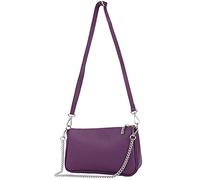 Modamoda de T237 Sac à bandoulière en cuir, avec chaîne en argent et bandoulière réglable, 22 x 14 x 5 cm, fabriqué à la main en Italie, lilas, s