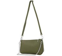 modamoda de T237 Sac Bandoulière en Cuir avec Chaîne Petit fait main en Italie, vert olive, Small