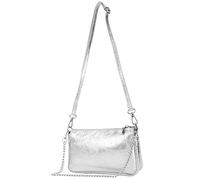 modamoda de - T237 - Sac bandoulière petit en cuir italien, Argent métallisé, s