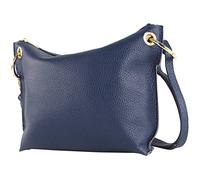 modamoda de T243 Petit sac à bandoulière en cuir fabriqué en Italie, Bleu saphir, Small