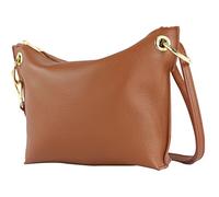 modamoda de T243 Petit sac à bandoulière en cuir fabriqué en Italie, cognac, Small