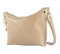 modamoda de T243 Petit sac à bandoulière en cuir fabriqué en Italie, Gris beige., Small