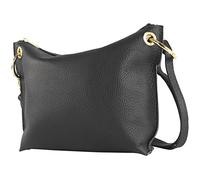 modamoda de T243 Petit sac à bandoulière en cuir fabriqué en Italie, Noir , Small