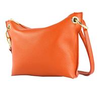 modamoda de T243 Petit sac à bandoulière en cuir fabriqué en Italie, Orange, Small