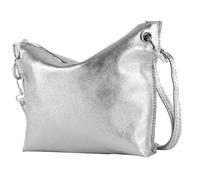 modamoda de - T243/T252 - ital. Sac à bandoulière petit en cuir/daim, Argent métallisé/argenté, s