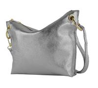 modamoda de - T243/T252 - ital. Sac à bandoulière petit en cuir/daim, Gris argenté/métallique, s