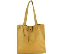 modamoda de T247 Sac shopper à bandoulière pour femme avec poche intérieure en cuir fait main en Italie, jaune moutarde, L