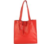modamoda de T247 Sac shopper à bandoulière pour femme avec poche intérieure en cuir fait main en Italie, rouge signalisation, L