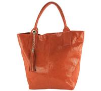 modamoda de - T248 - Ital. Shopper Large avec poche intérieure en cuir, Orange/rouge, L